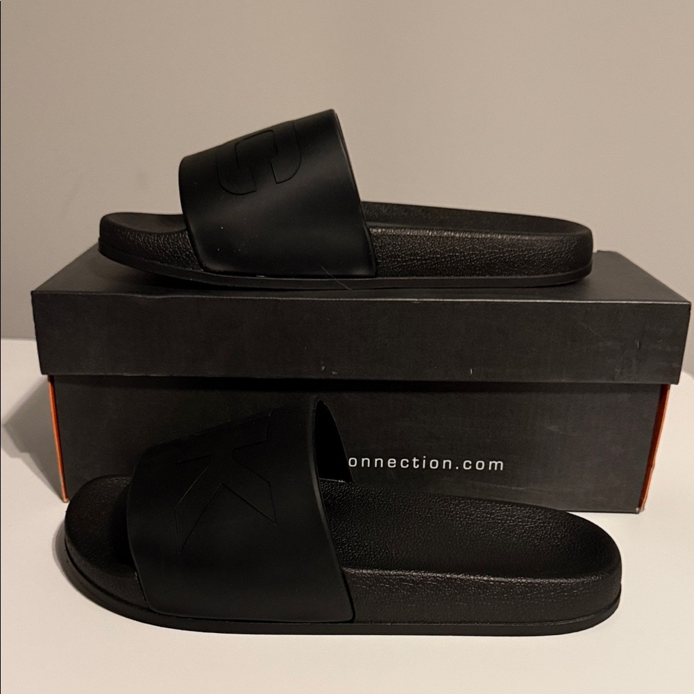 French Connection Black Slide Sandals - Sz 7 - NIB